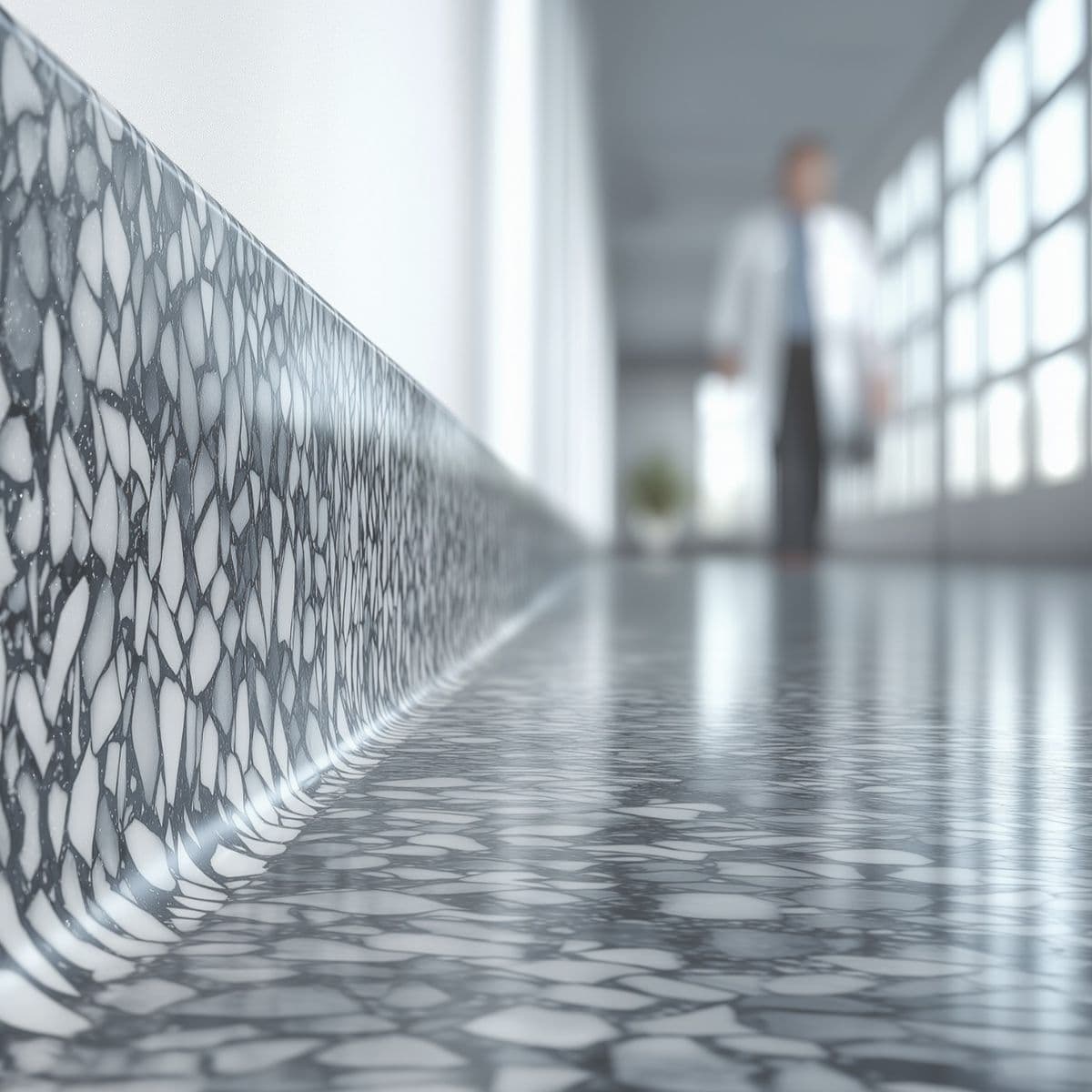 Grand sol terrazzo dans un espace ouvert